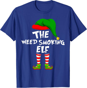 Funny Matching Family Christmas Weed Smoking Elf T-Shirt - T-Shirt | Royal