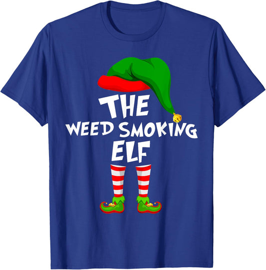 Funny Matching Family Christmas Weed Smoking Elf T-Shirt - T-Shirt | Royal