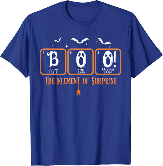 Cute Chemistry Boo The Element Of Surprise Chemist Halloween T-Shirt - T-Shirt | Royal