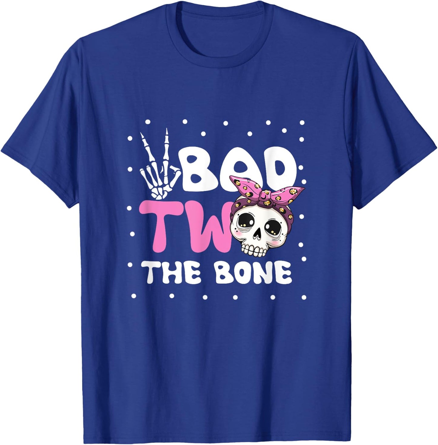 Bad Two The Bone Toddler Halloween 2nd Birthday Checkered T-Shirt - T-Shirt | Royal