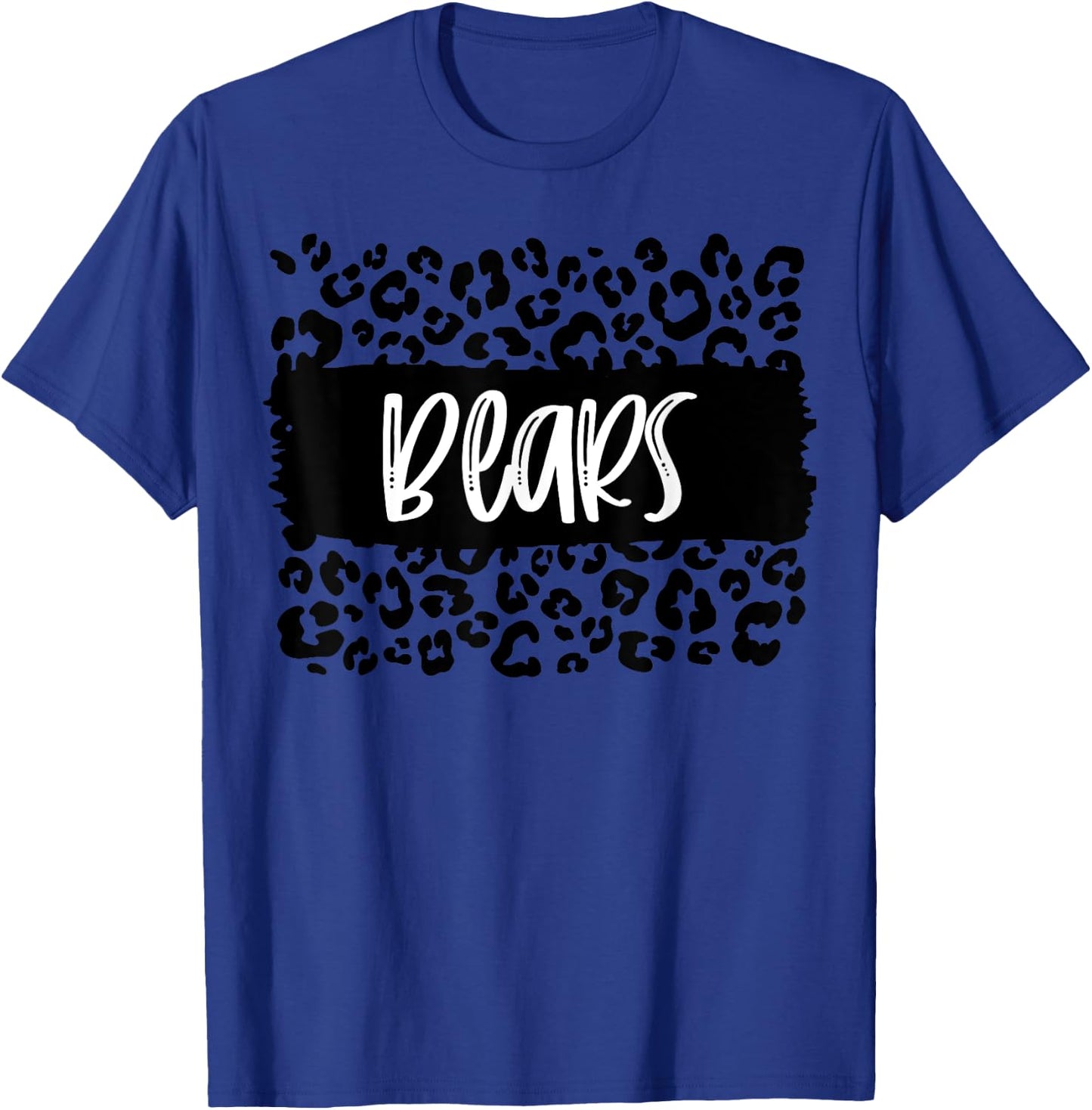 Bears Team Mascot School Spirit Game Night Leopard Print T-Shirt - T-Shirt | Royal