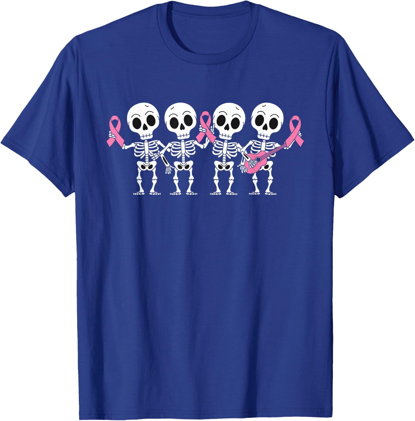 Pink Ribbon Breast Cancer Awareness Skeleton Women Men Kids T-Shirt - T-Shirt | Royal