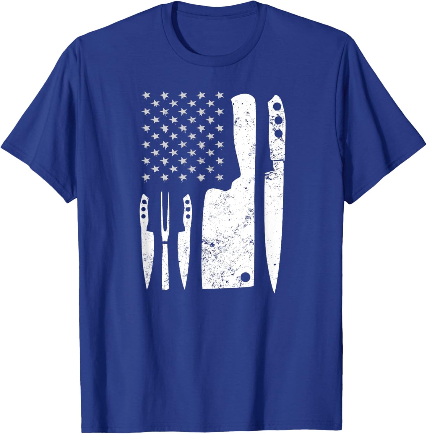 Cooking Chef Gifts & Chef Knife | Patriotic 4th of July US Flag Shirt - Men's Black Short Sleeve Classic Fit - Small T-Shirt - T-Shirt | Royal