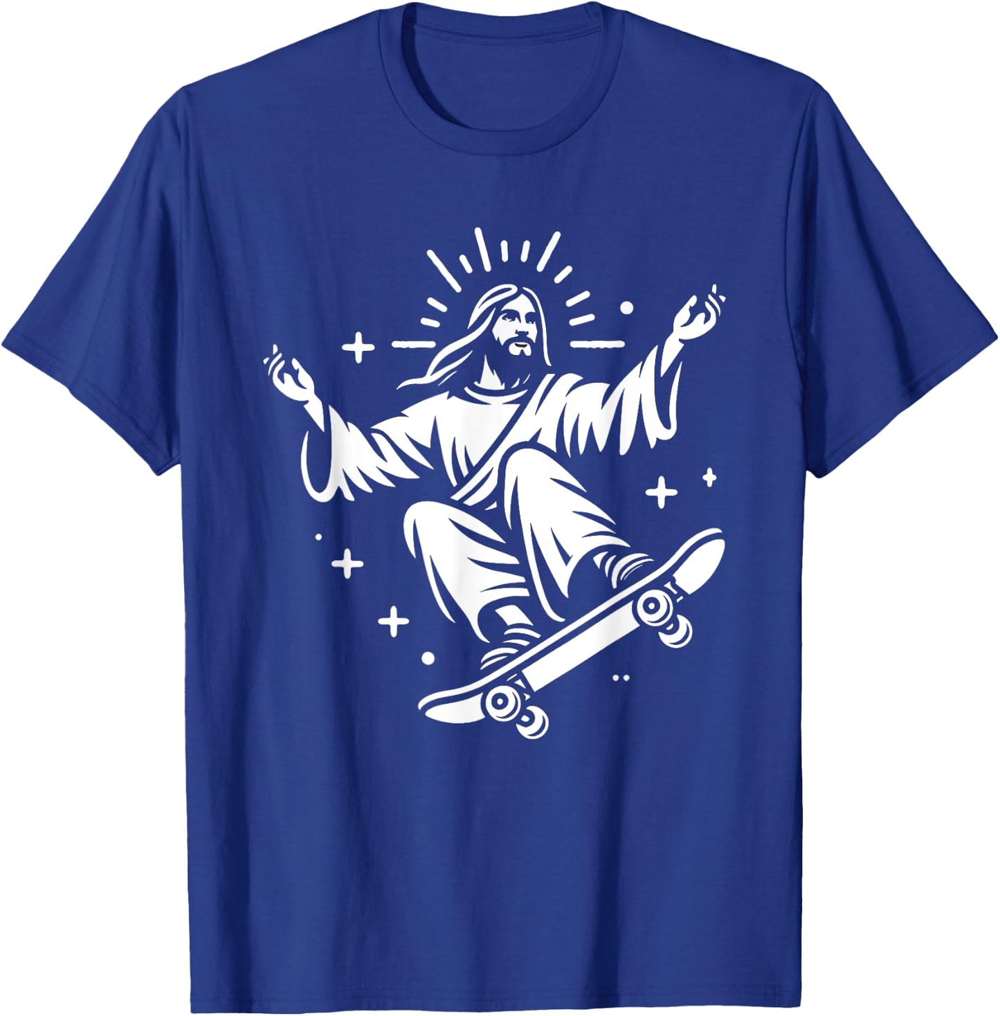 Jesus Riding Skateboard Funny Christian Skateboarding T-Shirt - T-Shirt | Royal
