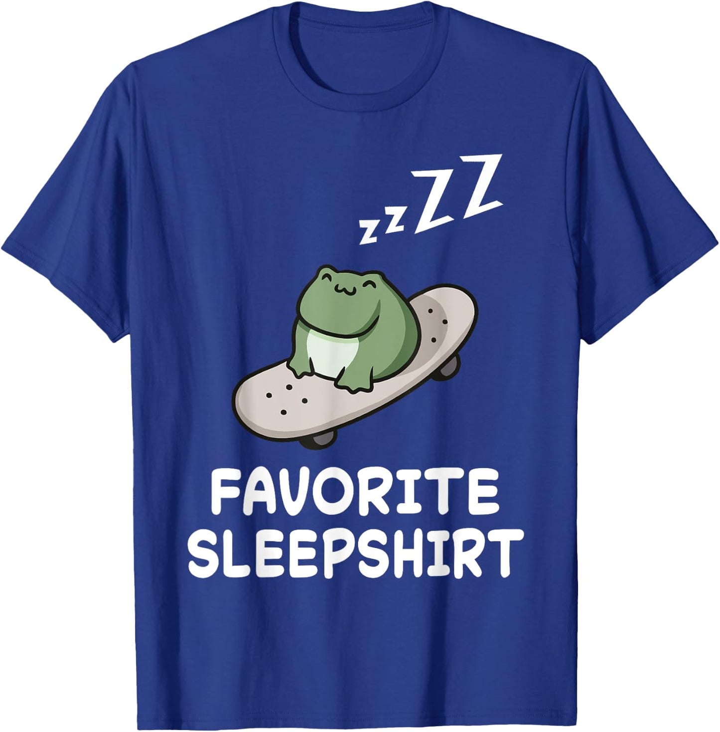 Frog Skateboard Frogs Nap Sleeping Sleep Pajama Nightgown T-Shirt - T-Shirt | Royal