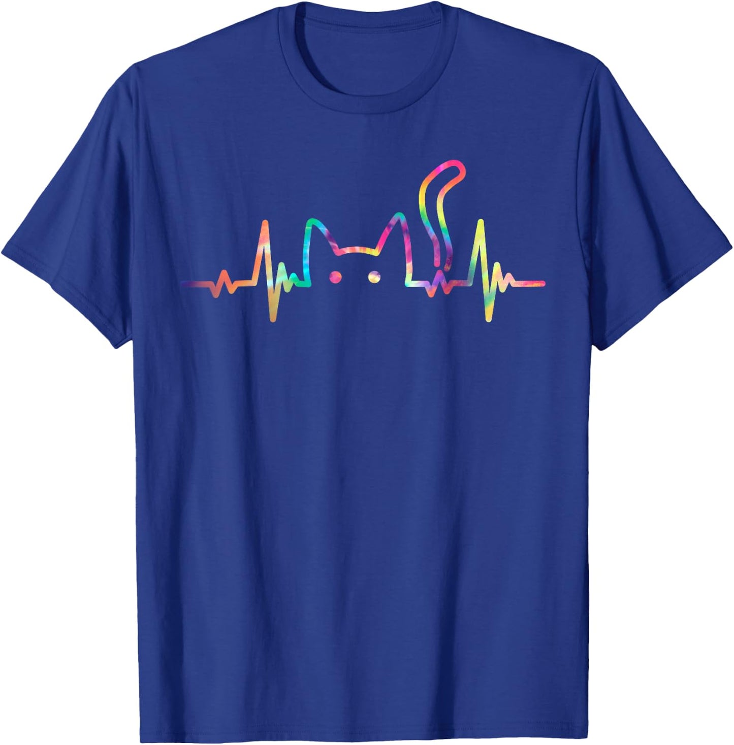 Heartbeat Cat Lover Animal Silhouette Cute Cat Women Girls Kids T-Shirt - T-Shirt | Royal