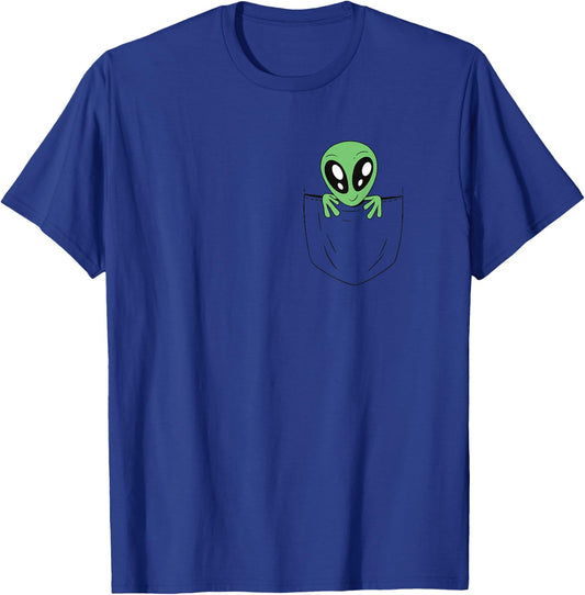 Green Alien in a Bag, Fun Sci-Fi Graphics T-Shirt - T-Shirt | Royal