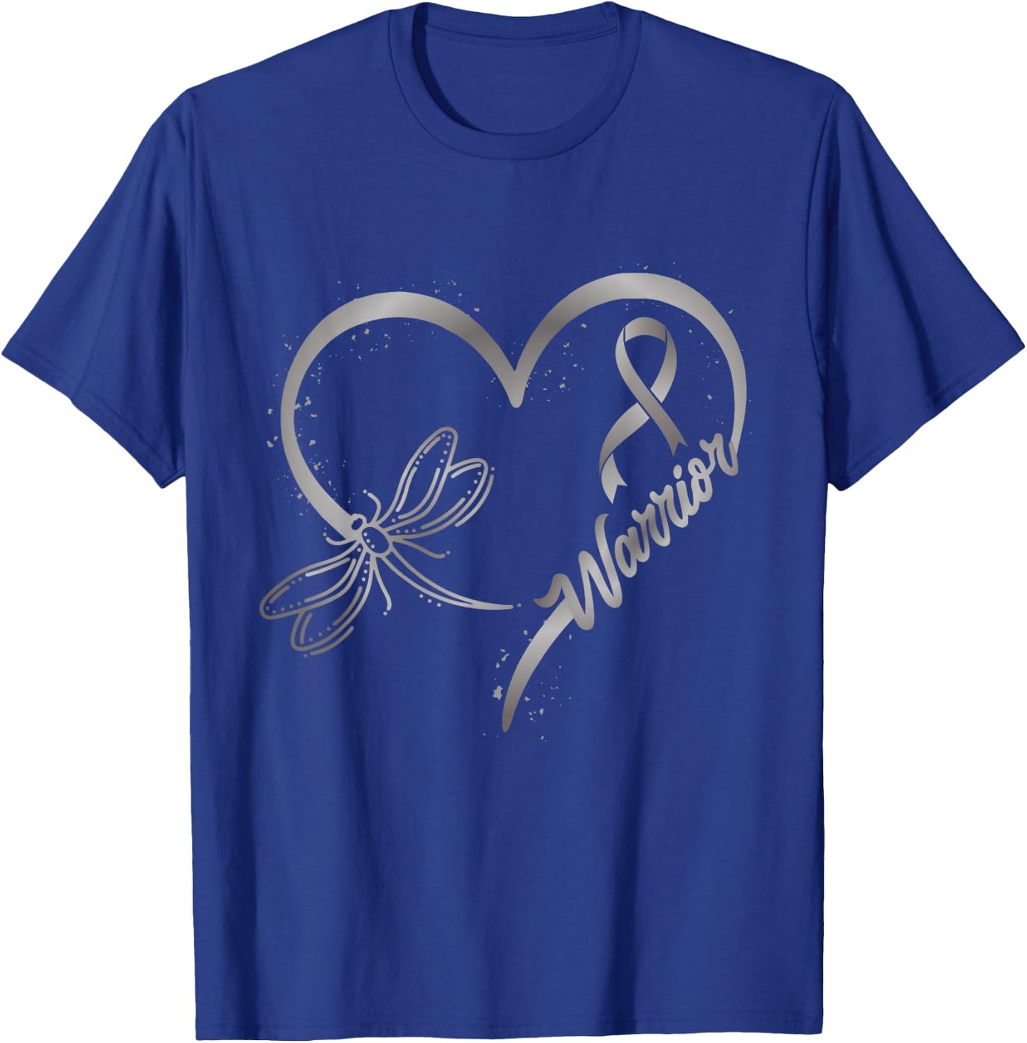 Brain Cancer Warrior Dragonfly Grey Ribbon Hope T-Shirt - T-Shirt | Royal