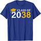 Class of 2038 Grow With Me Kindergarten K-12 Class of 2038 T-Shirt - T-Shirt | Royal