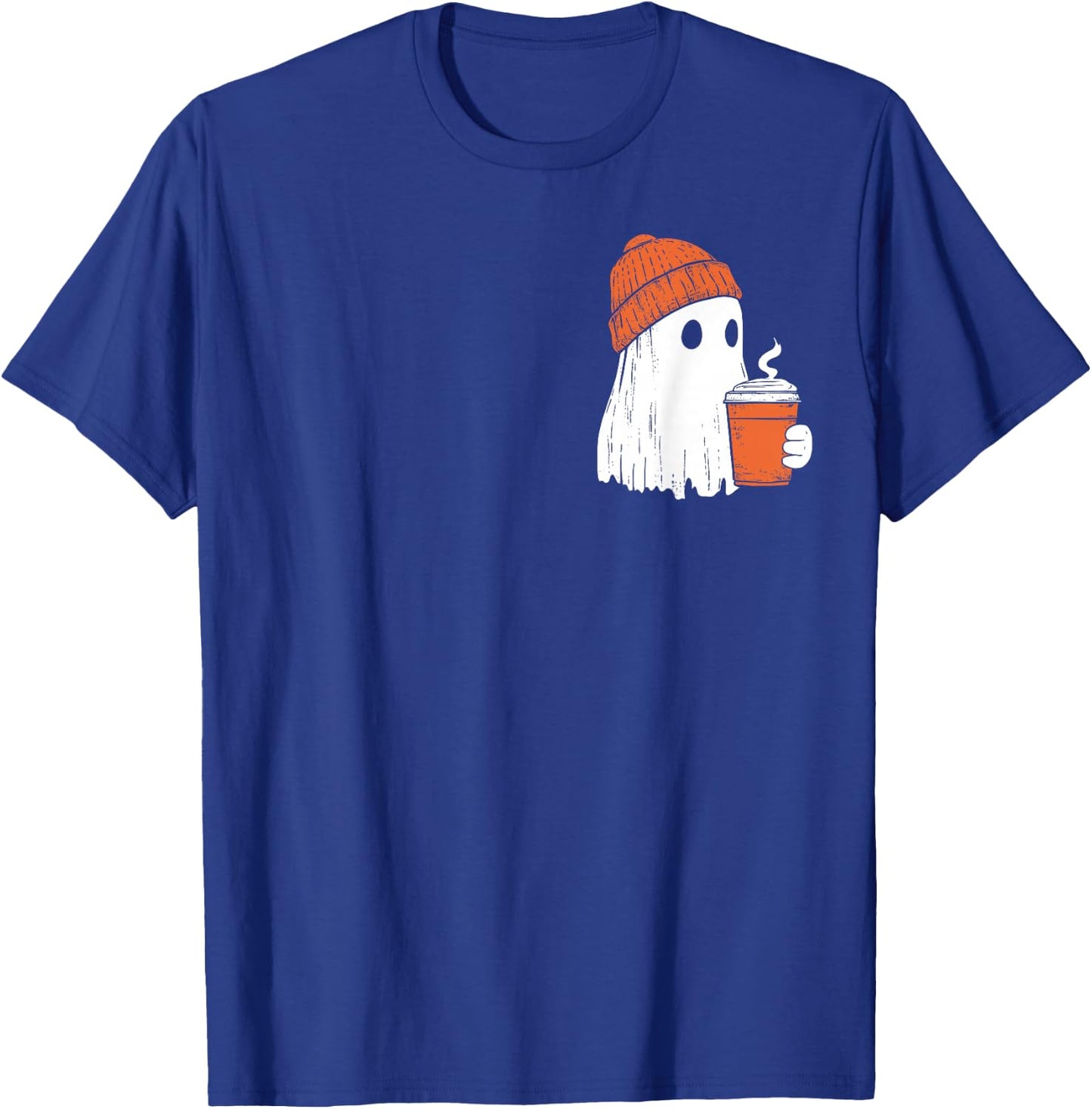 Ghost Drinking Coffee Funny Halloween Costume Coffee Lover T-Shirt - T-Shirt | Royal