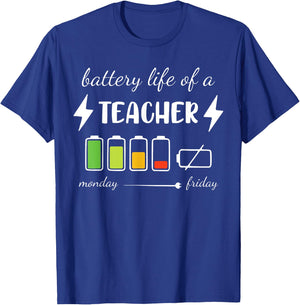 Battery Life Of A Teacher Monday Friday Teacher Women T-Shirt - T-Shirt | Royal