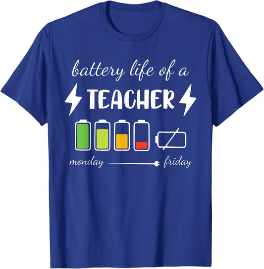 Battery Life Of A Teacher Monday Friday Teacher Women T-Shirt - T-Shirt | Royal