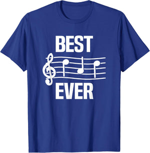Best Dad Ever Music Shirt Notes Funny Fathers Day Gift T-Shirt - T-Shirt | Royal