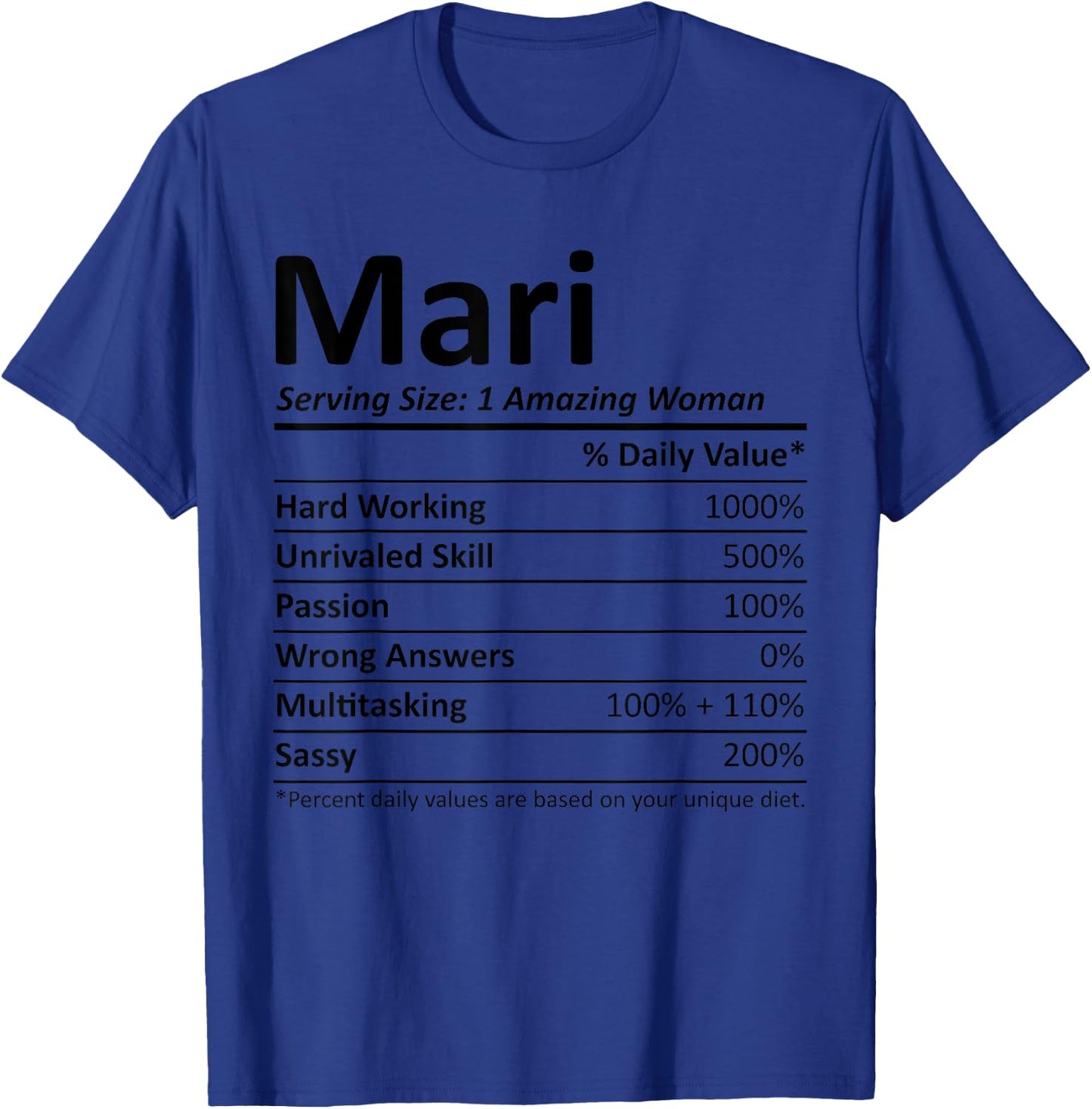 MARI Nutrition Personalized Name Funny Christmas Gift T-Shirt - T-Shirt | Royal