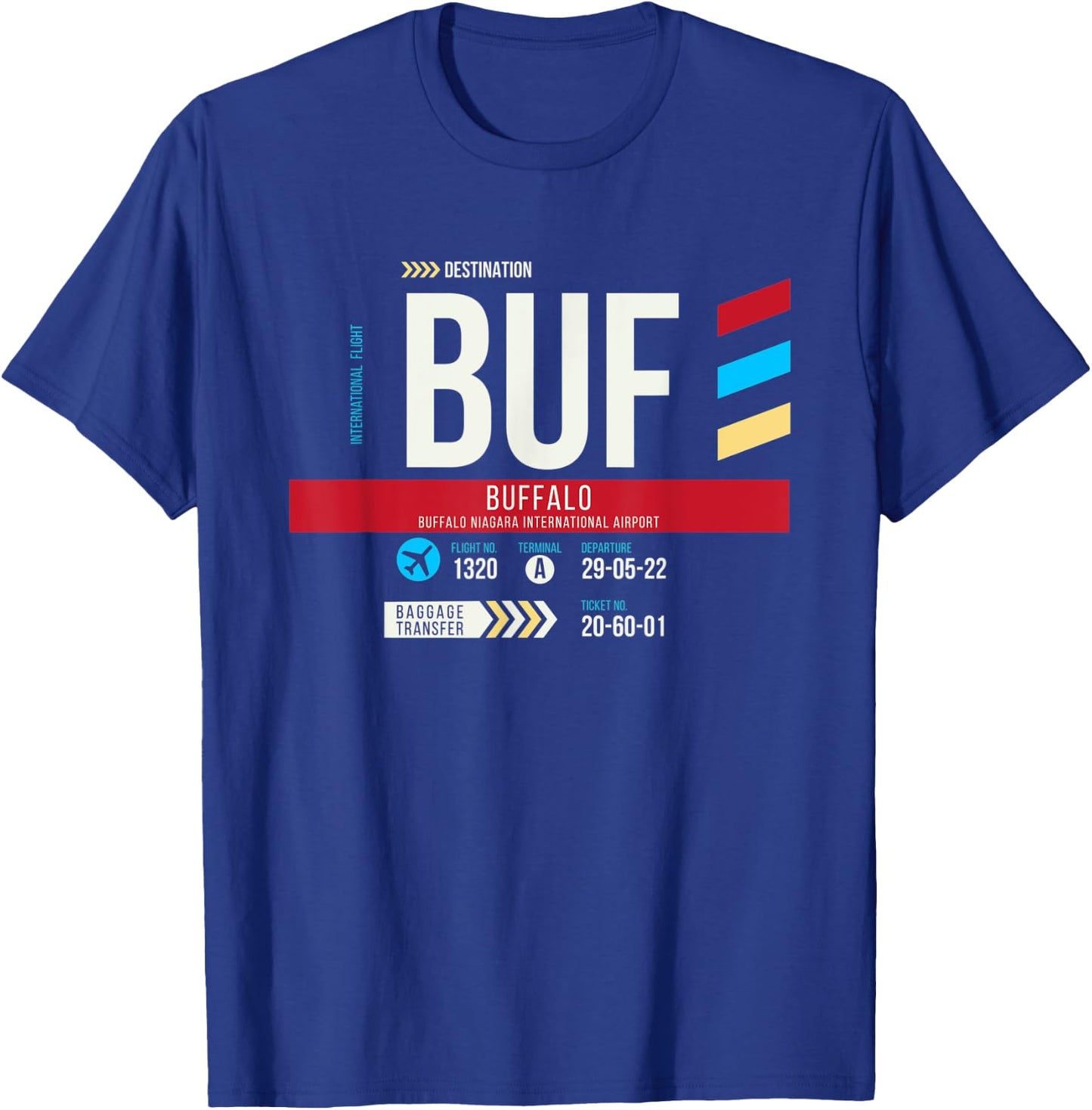 Vintage Buffalo BUF Airport Code Retro Travel Day New York T-Shirt - T-Shirt | Royal