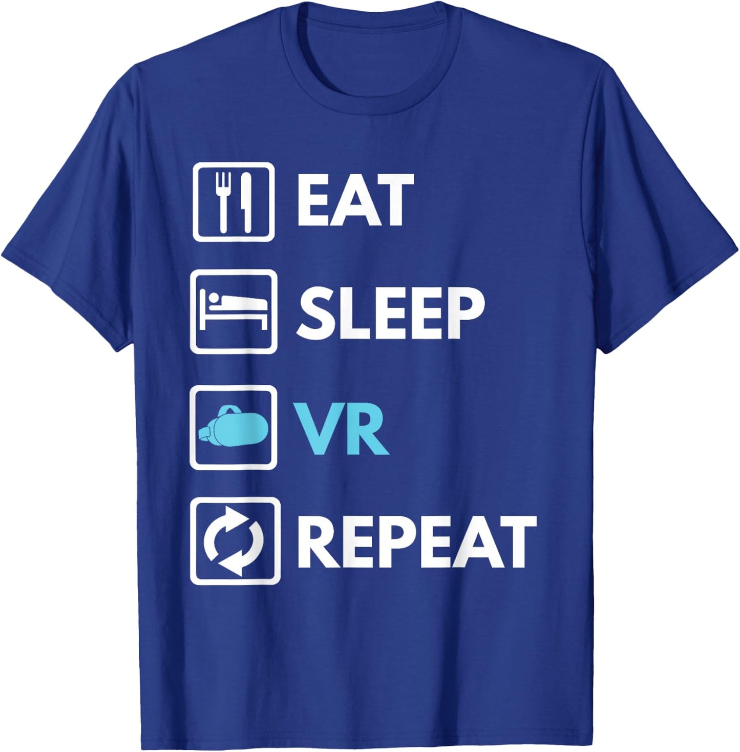 Eat Sleep VR Repeat Funny VR Gamer Boy VR Athlete T-Shirt - T-Shirt | Royal