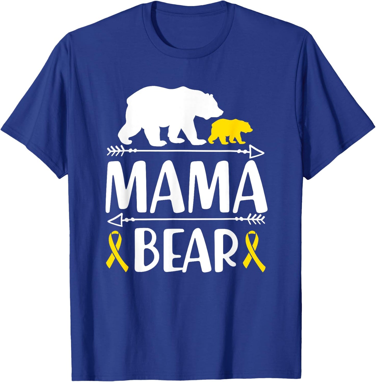Mama Bear Childhood Cancer Awareness Mom Of A Warrior T-Shirt - T-Shirt | Royal