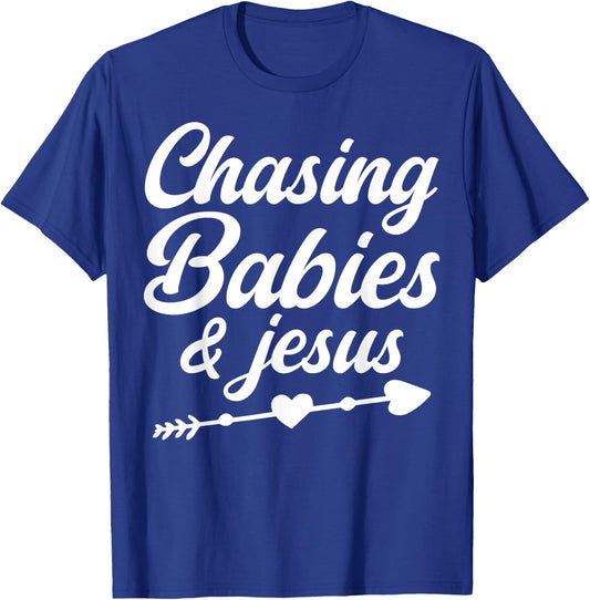 Christian Mama Religious Christian Chasing Babies And Jesus T-Shirt - T-Shirt | Royal