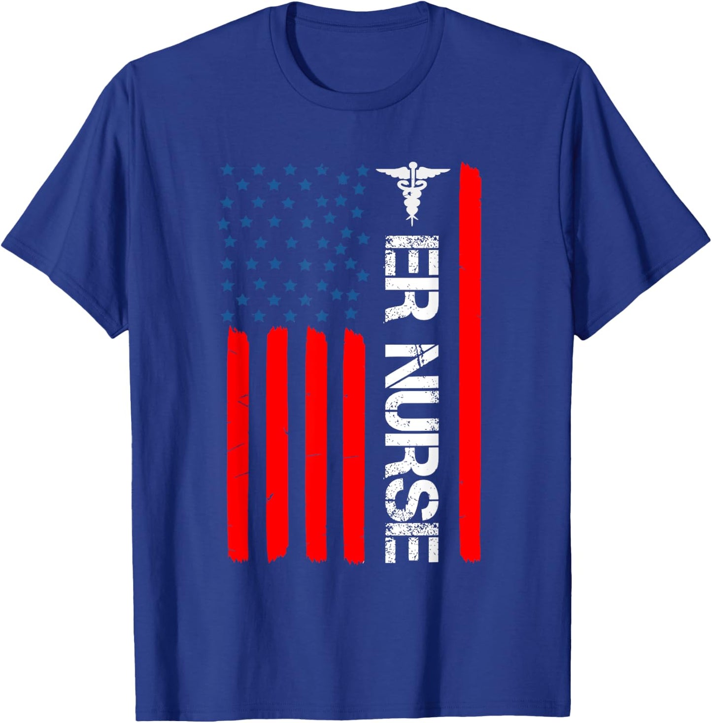 4th of July RN Patriotic ER Nurse Shirt Retro American Flag Kids Men T-Shirt - T-Shirt | Royal
