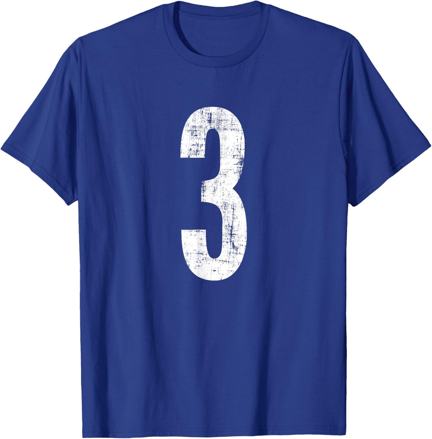 Number 3 Three Distressed Vintage Sport Team Player's T-Shirt - T-Shirt | Royal