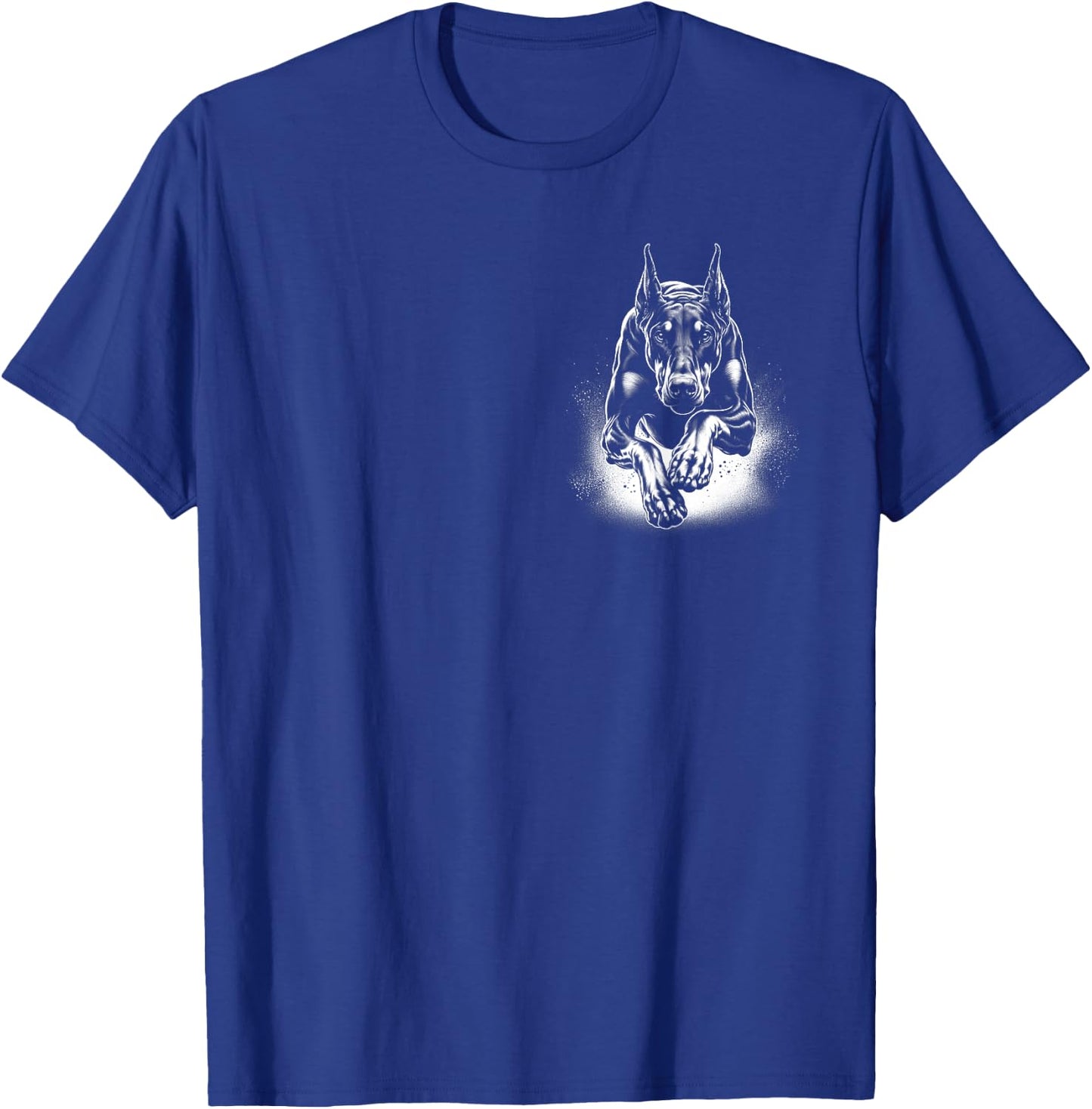 Cool Doberman Dog Jumping on Chest T-Shirt - T-Shirt | Royal