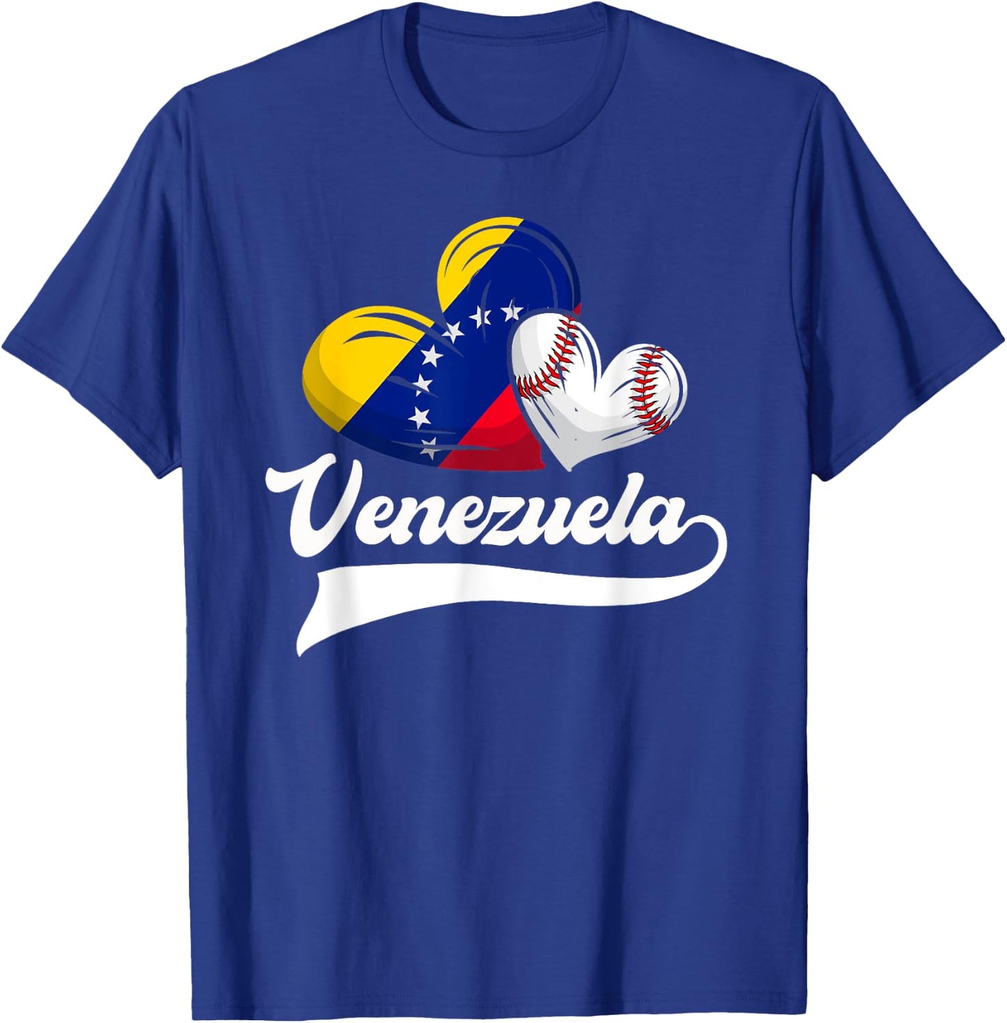 Venezuelan Baseball Player Venezuela Flag Heart Baseball T-Shirt - T-Shirt | Royal