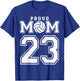 Custom Proud Volleyball Mom Number 23 Personalized Women T-Shirt - T-Shirt | Royal