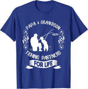 Matching Papa and Grandson Fishing Shirt Funny Fishing Trip T-Shirt - T-Shirt | Royal