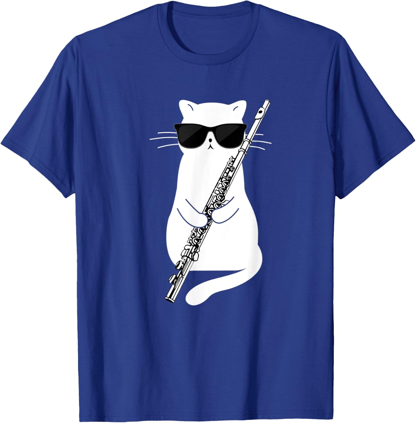 Cat wearing sunglasses playing Flute Women Kids T-Shirt - T-Shirt | Royal