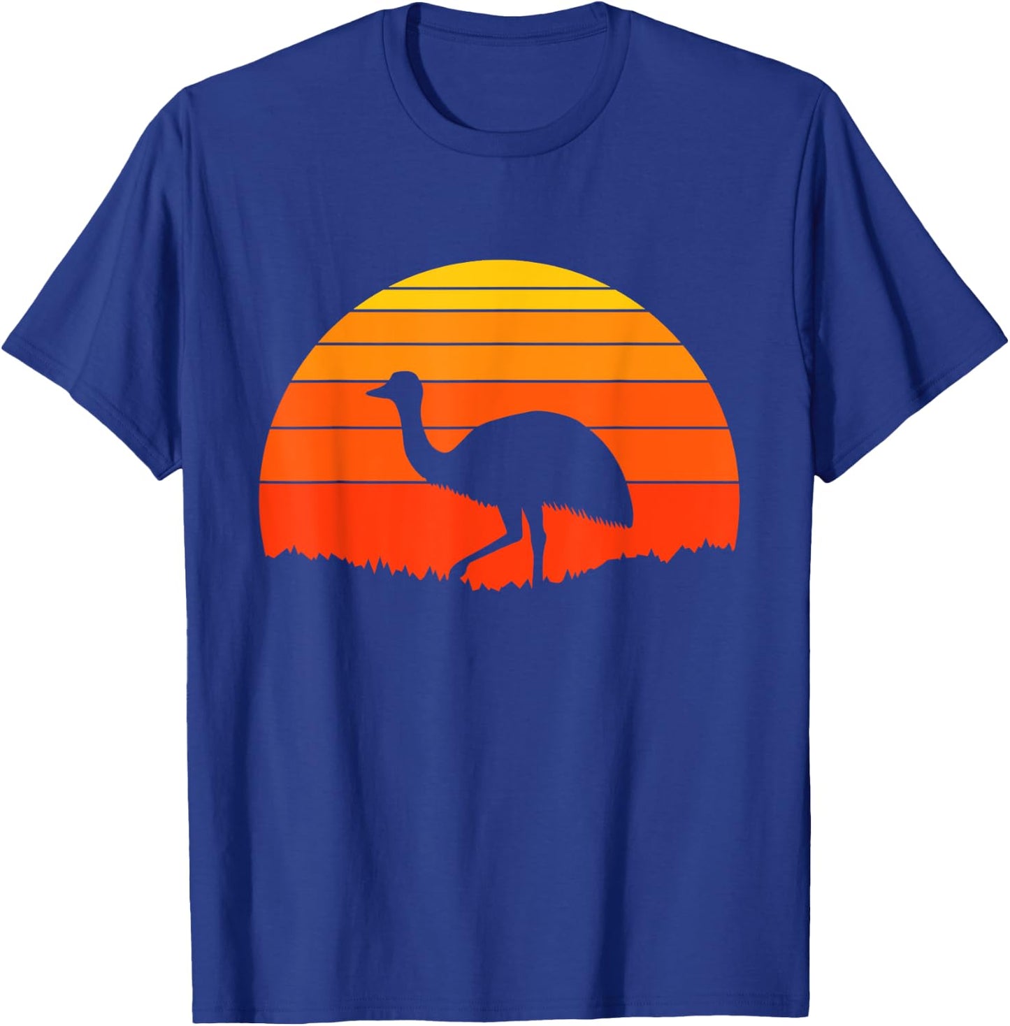 Emu Retro Sunset Nature Wildlife Animal Lover T-Shirt - T-Shirt | Royal
