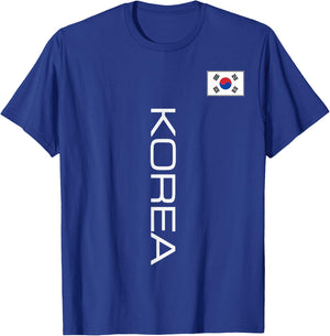 South Korea Flag Sporty Athletic Vertical Style T-Shirt - T-Shirt | Royal