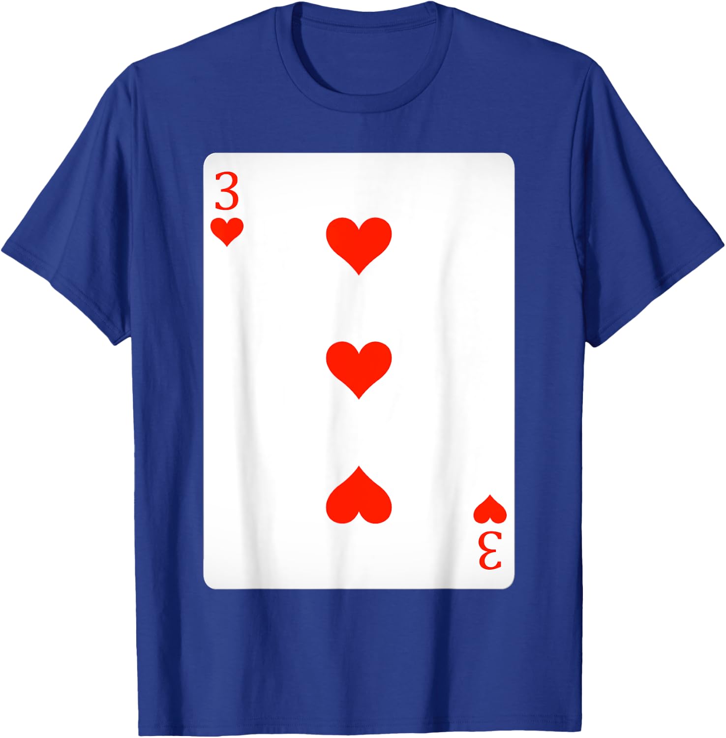 3 Three Of Hearts Playing Cards Shirt Easy Halloween Costume T-Shirt - T-Shirt | Royal