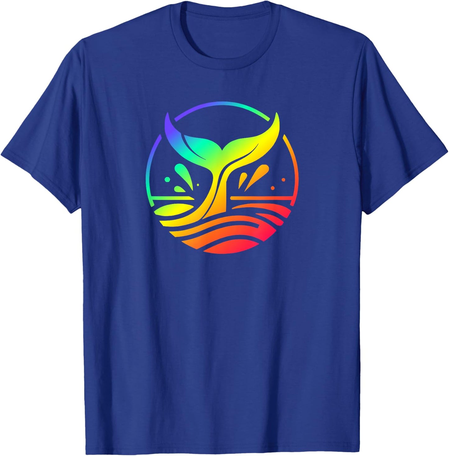 Rainbow Colors Whale Tail Fluke In The Ocean T-Shirt - T-Shirt | Royal