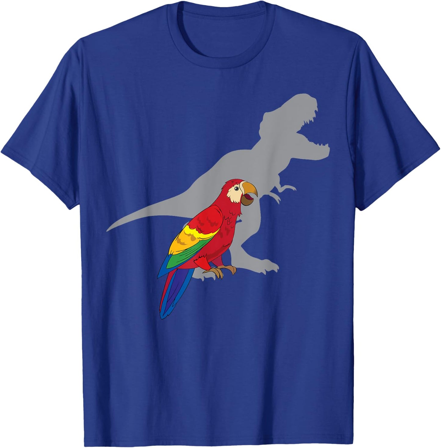 Cute African Parrot Gifts For Bird Lovers Women T-Rex Screaming with Macaw Parrot Adult Black Short Sleeve Classic Fit Cotton 65% Polyester 35% T-Shirt - T-Shirt | Royal