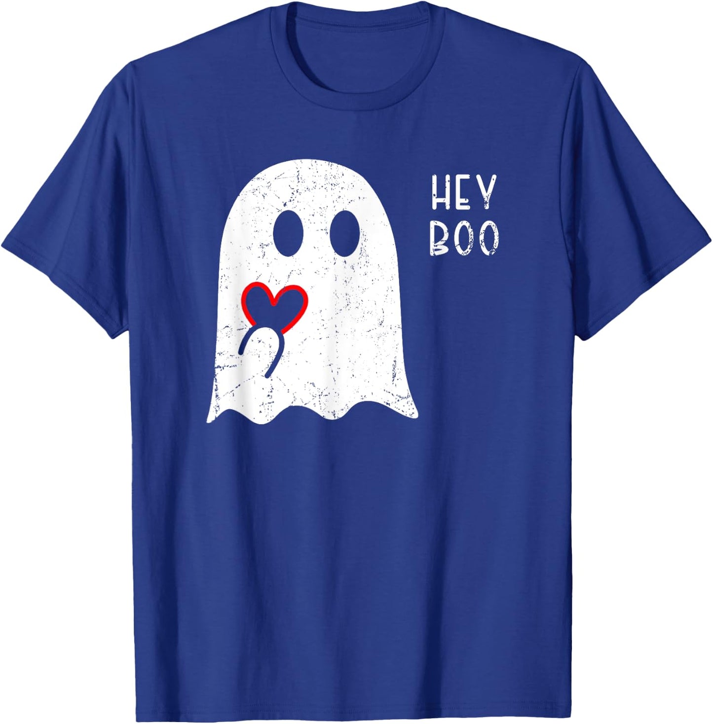 Hey Boo Ghost Heart Hand Sign Cute Halloween Spooky Season T-Shirt - T-Shirt | Royal