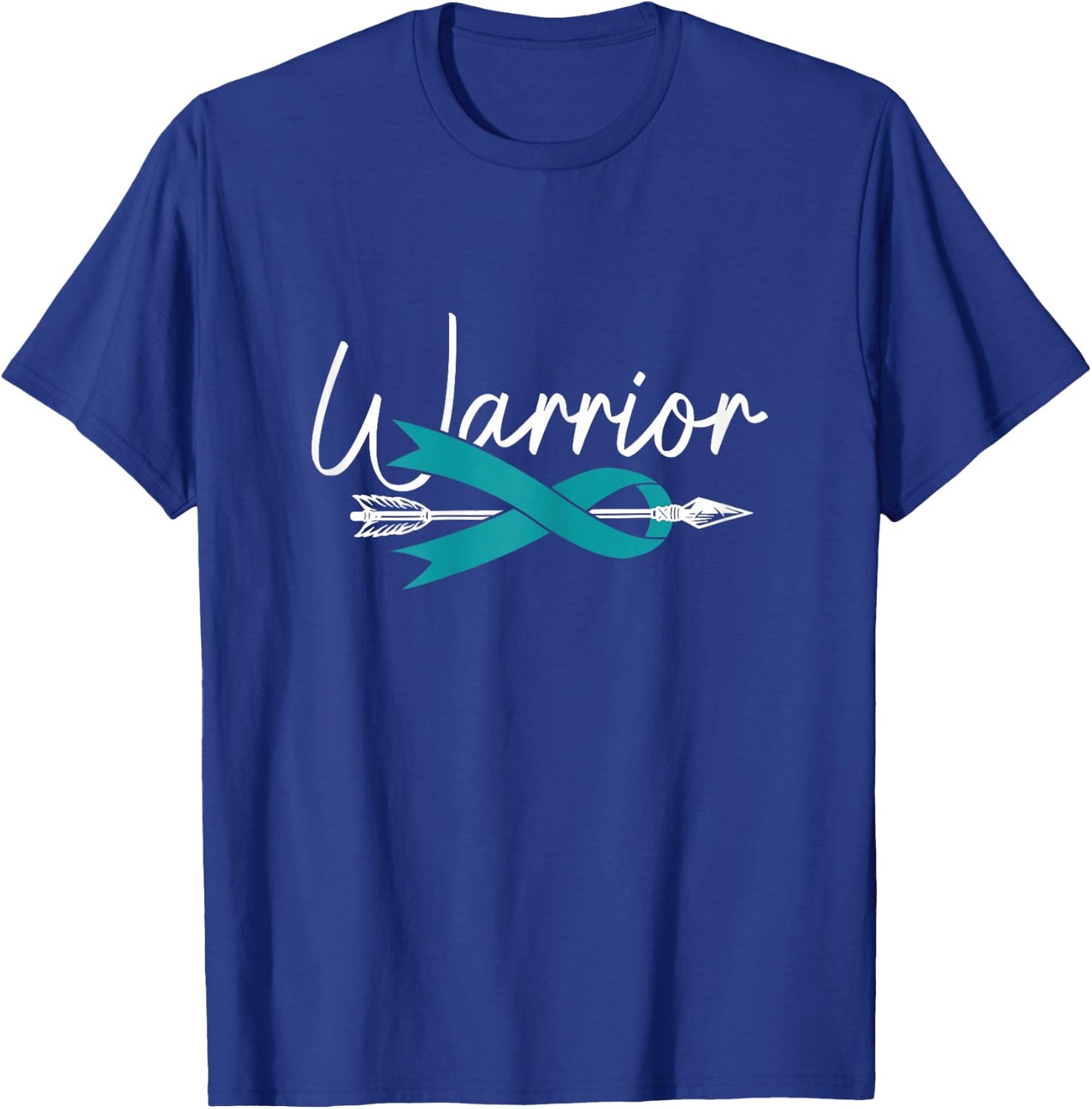 Ovarian Cancer Awareness Month Woman Teal Ribbon Warrior T-Shirt - T-Shirt | Royal
