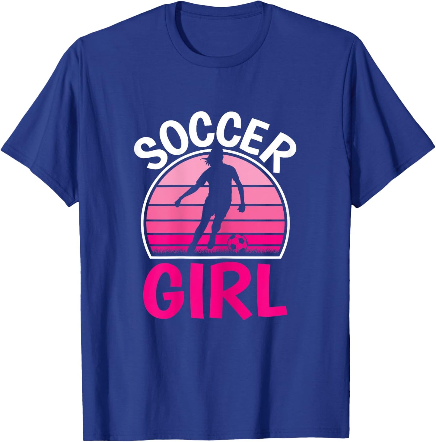 Cute Soccer Girl Pink Soccer Player Women Girls T-Shirt - T-Shirt | Royal