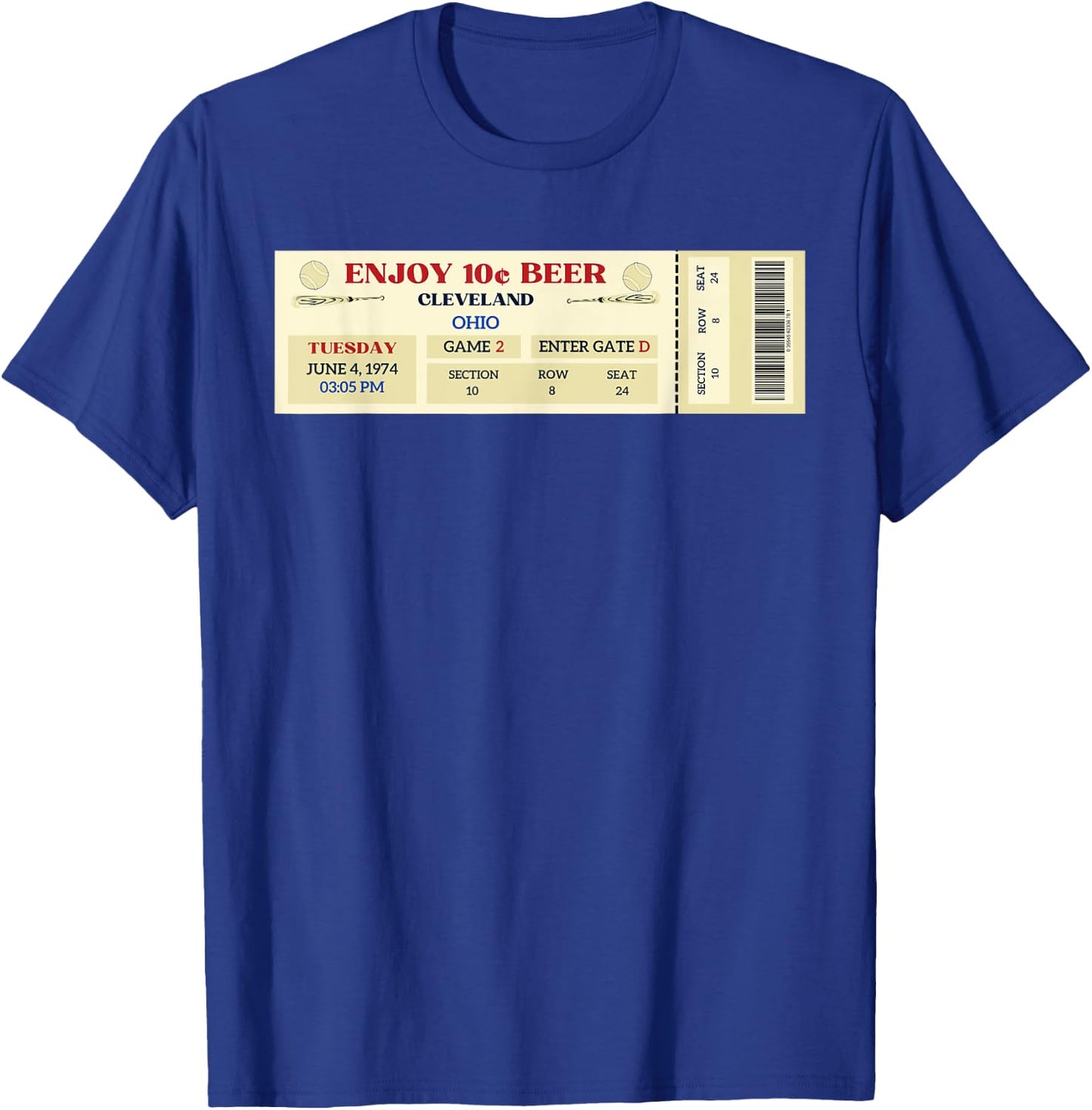 Cleveland 10 cent beer night Ticket Ohio T-Shirt - T-Shirt | Royal