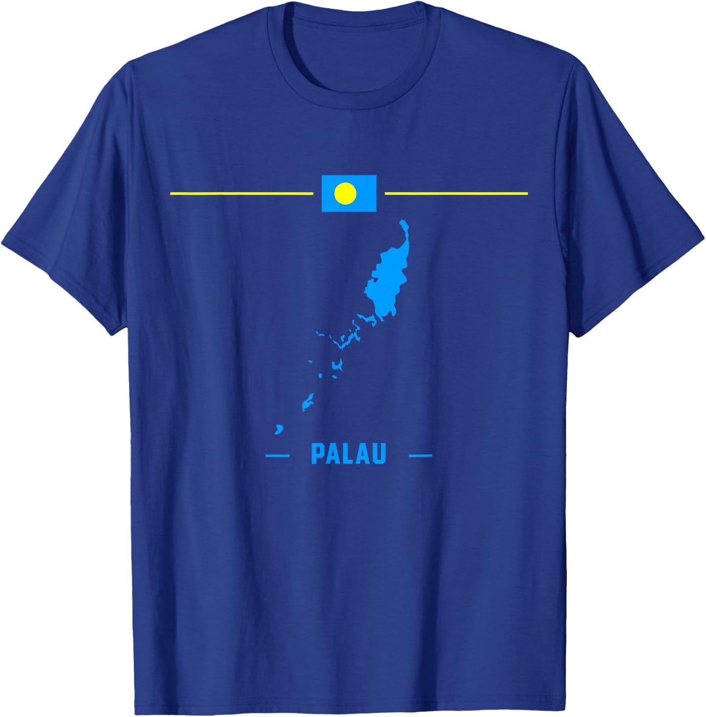 Map of Palau isolated with flag and name of the country T-Shirt - T-Shirt | Royal