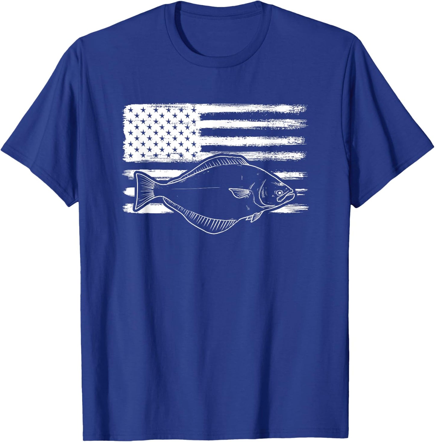 Halibut USA Plaice Flounder Flatfish united states grunge T-Shirt - T-Shirt | Royal