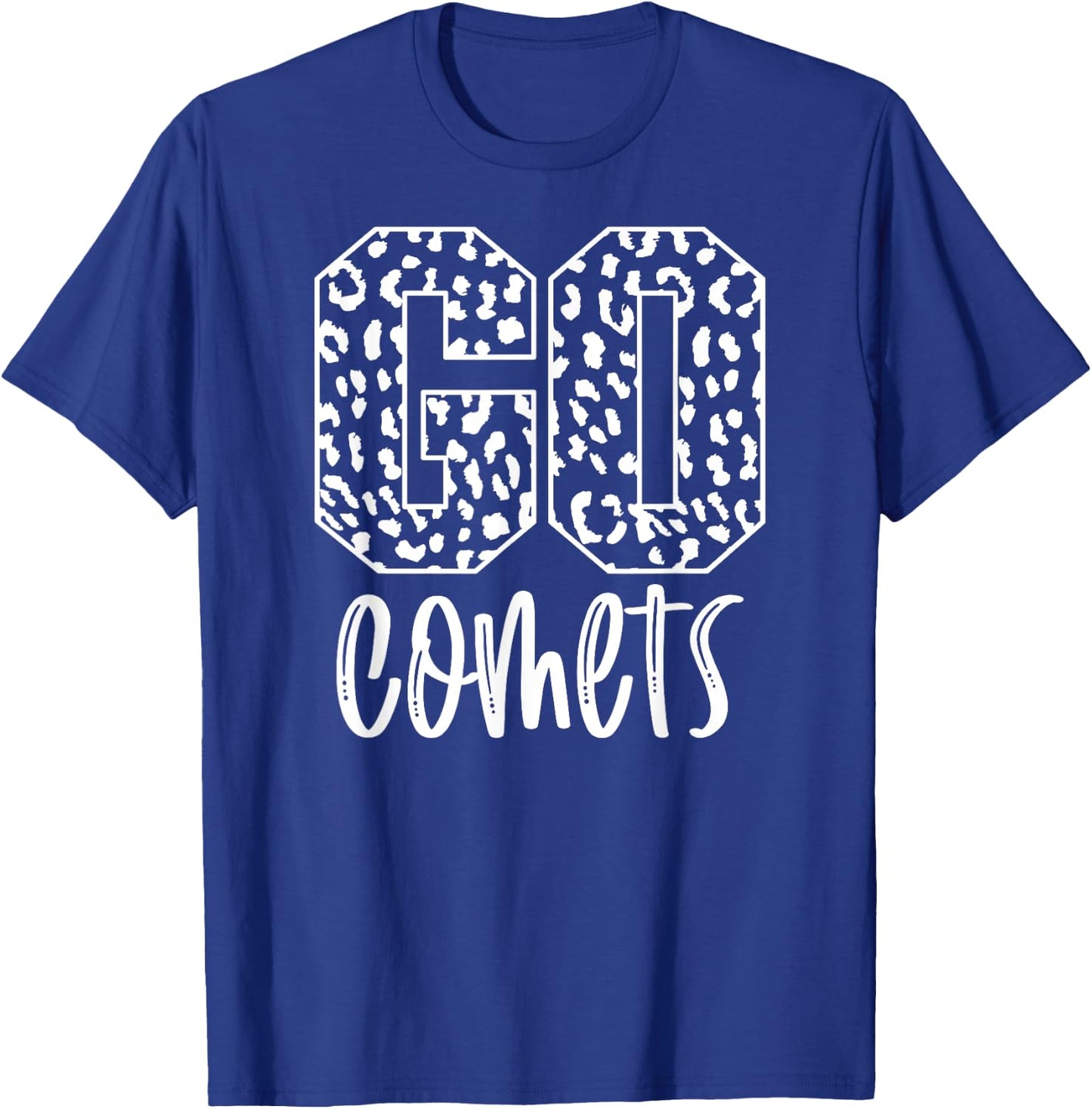 Comets Team Mascot School Spirit Game Night Leopard Print T-Shirt - T-Shirt | Royal