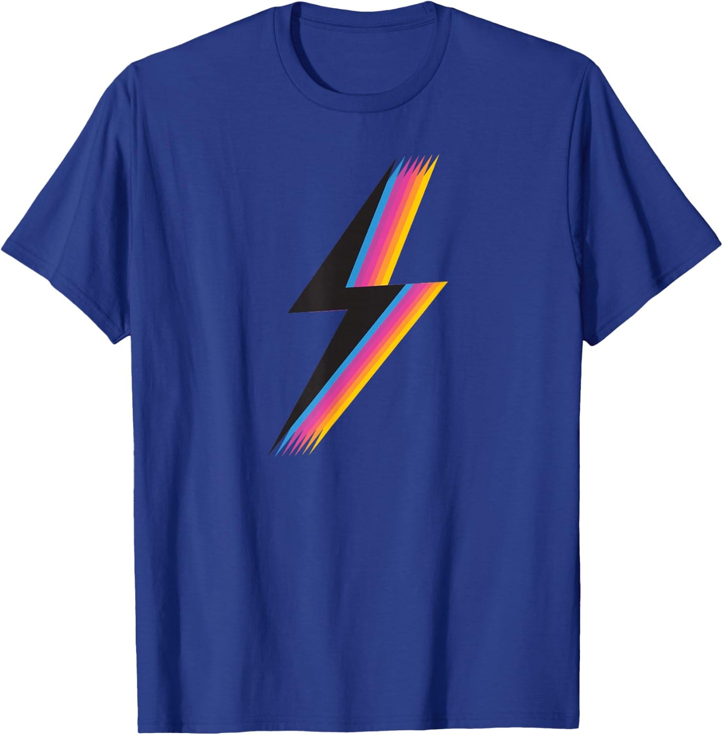 Lightning Bolt with Cool Colorful Retro Graphic T-Shirt - T-Shirt | Royal