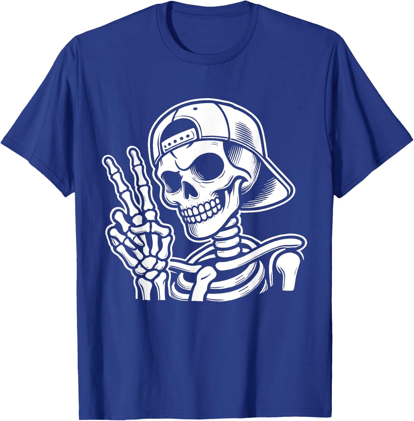 Skeleton Hand Peace Sign Retro Halloween Skeleton Hand Sign T-Shirt - T-Shirt | Royal