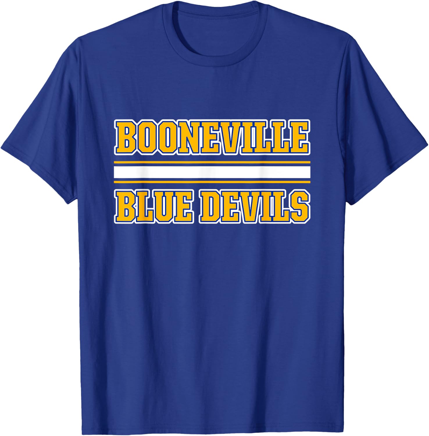 Booneville Blue Devils Horizontal Stripes T-Shirt - T-Shirt | Royal