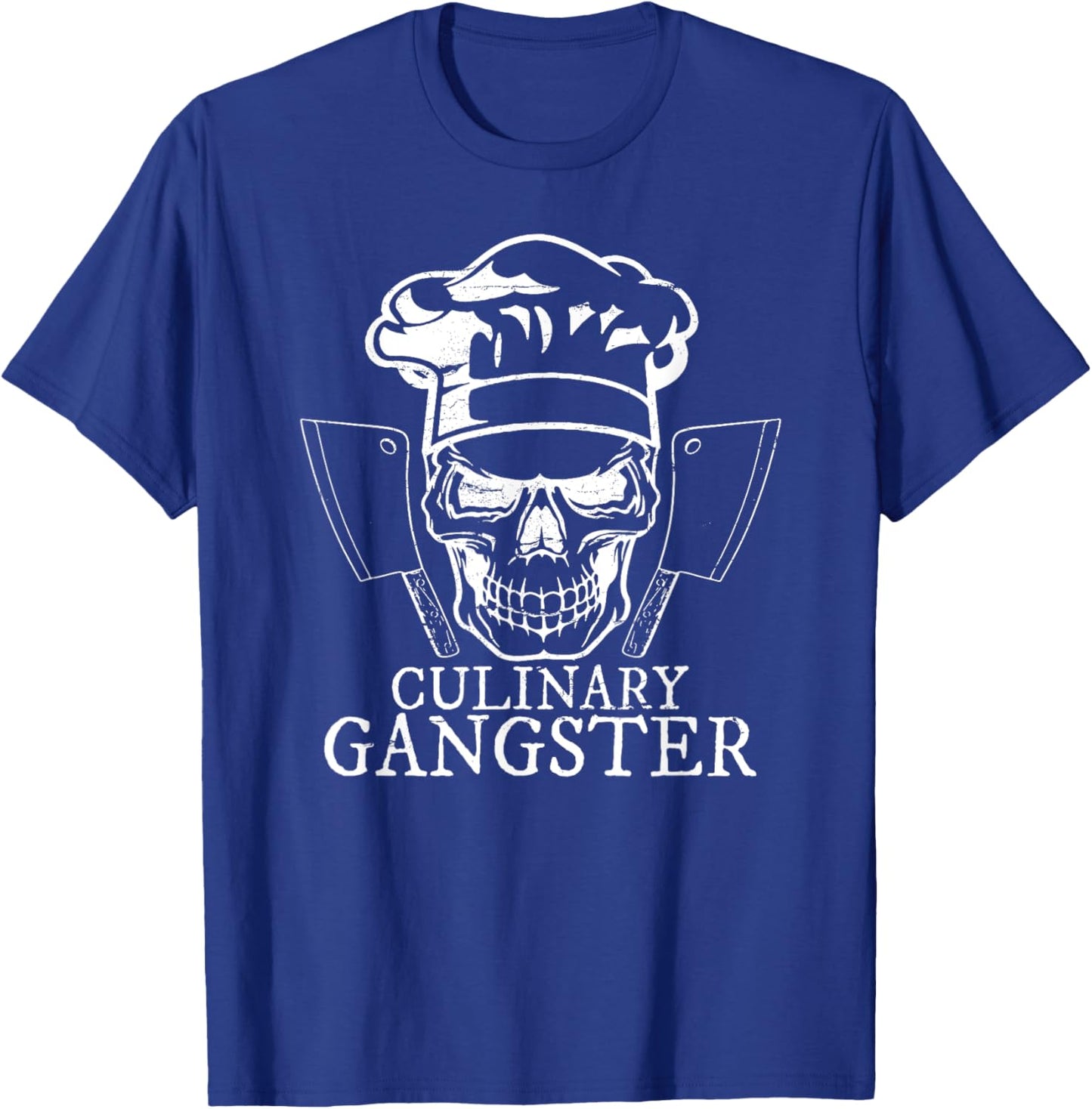 Culinary Gangster Shirt Funny Chef Gift Skull Hat Cooking T-Shirt - T-Shirt | Royal