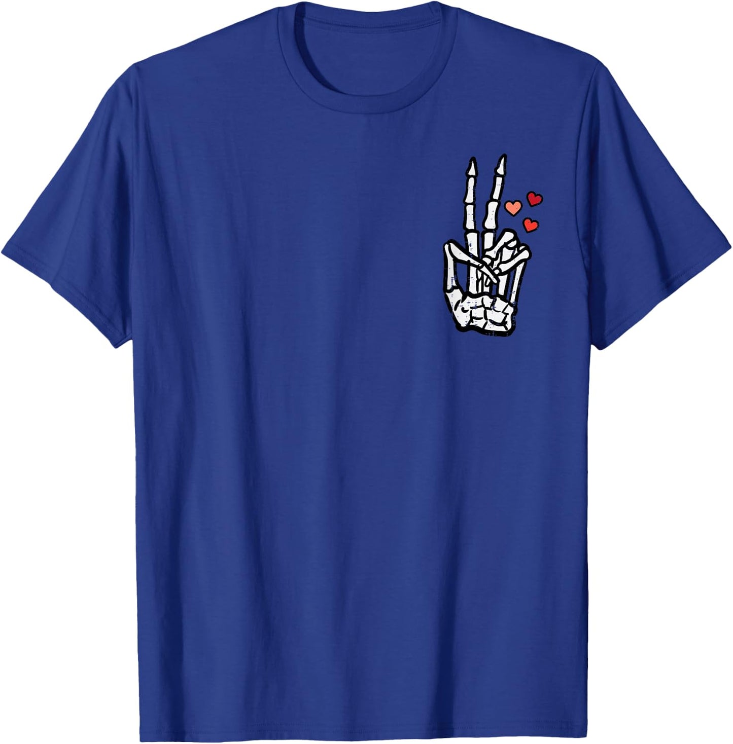 Valentines Day Skeleton Hand Peace Pocket Men Women Kids T-Shirt - T-Shirt | Royal