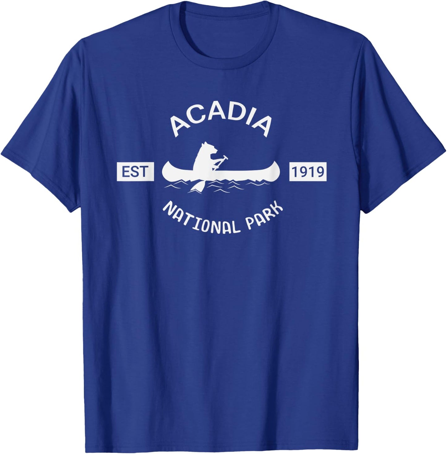 Maine Acadia National Park Bear Canoe Silhouette T-Shirt - T-Shirt | Royal