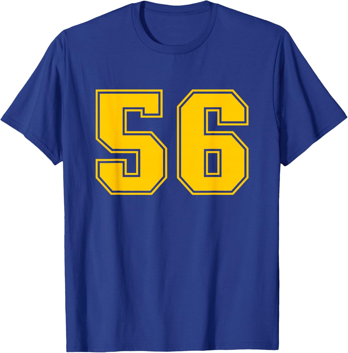 Number #56 Yellow Sports Team Varsity Number T-Shirt - T-Shirt | Royal