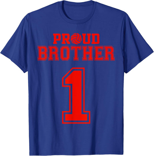 Proud Volleyball Brother Number 1 R T-Shirt - T-Shirt | Royal