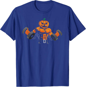 Halloween Pumpkin Gym Workout Lifting Bodybuilder Funny T-Shirt - T-Shirt | Royal